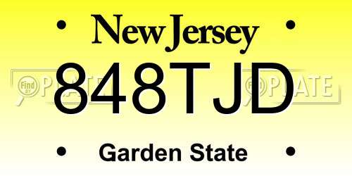 848TJD New Jersey License Plate