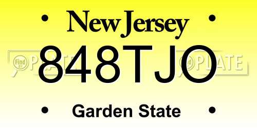 848TJO New Jersey License Plate