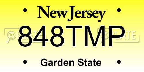 848TMP New Jersey License Plate