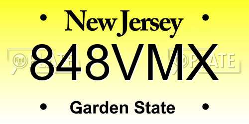 848VMX New Jersey License Plate