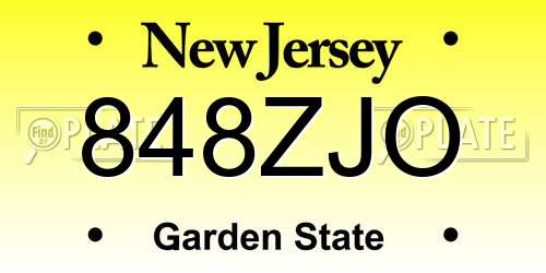 848ZJO New Jersey License Plate