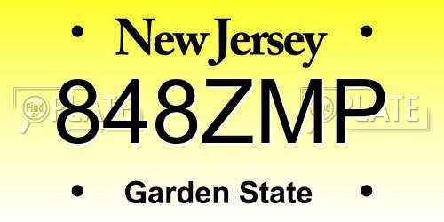 848ZMP New Jersey License Plate