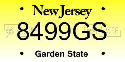 8499GS New Jersey License Plate