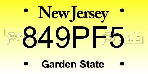 849PF5 New Jersey License Plate