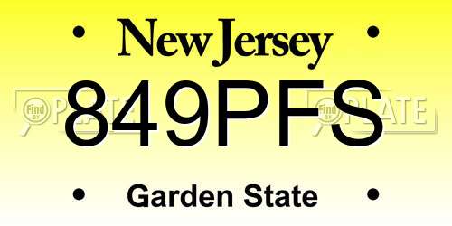 849PFS New Jersey License Plate