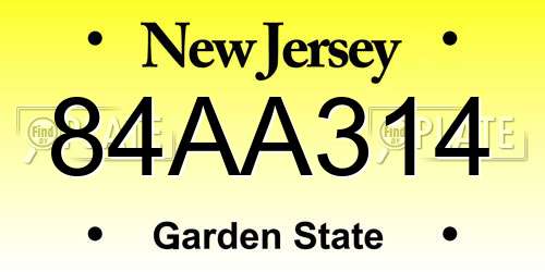 84AA314 New Jersey License Plate