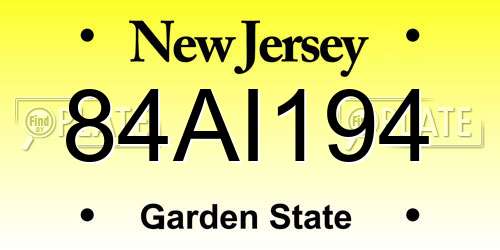84AI194 New Jersey License Plate