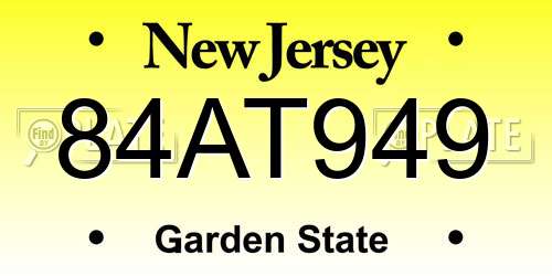 84AT949 New Jersey License Plate