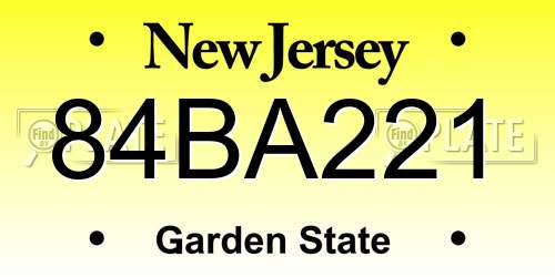 84BA221 New Jersey License Plate