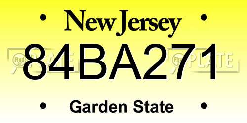 84BA271 New Jersey License Plate