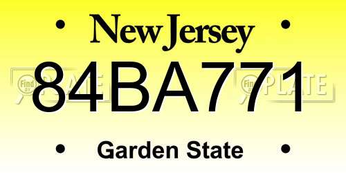 84BA771 New Jersey License Plate