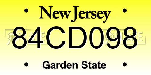84CD098 New Jersey License Plate