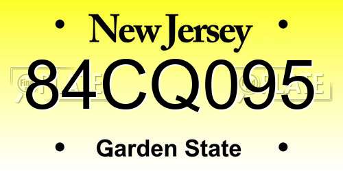 84CQ095 New Jersey License Plate