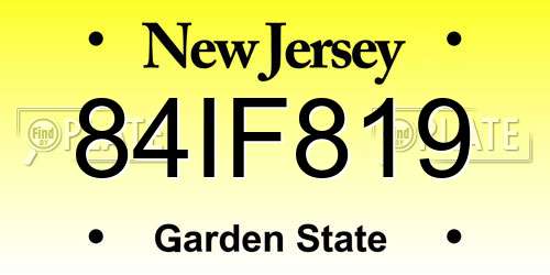 84IF819 New Jersey License Plate