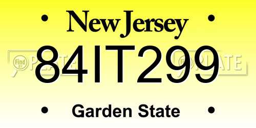 84IT299 New Jersey License Plate