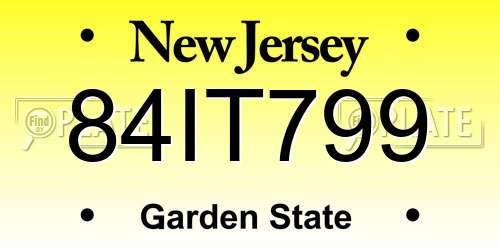 84IT799 New Jersey License Plate