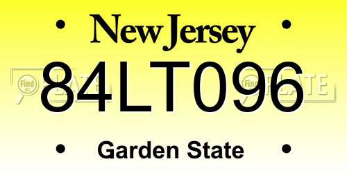 84LT096 New Jersey License Plate