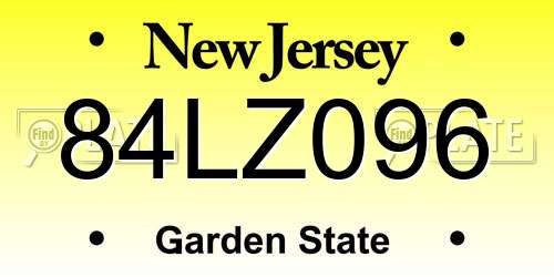 84LZ096 New Jersey License Plate