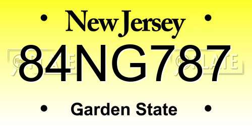 84NG787 New Jersey License Plate