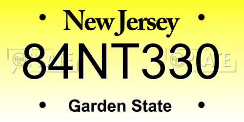 84NT330 New Jersey License Plate