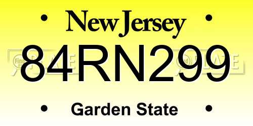 84RN299 New Jersey License Plate