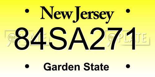 84SA271 New Jersey License Plate