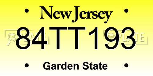 84TT193 New Jersey License Plate