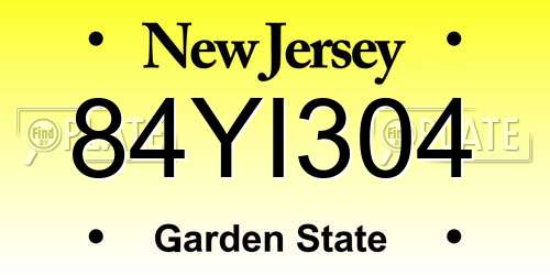 84YI304 New Jersey License Plate