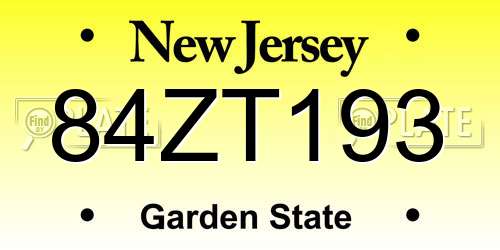 84ZT193 New Jersey License Plate