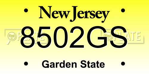 8502GS New Jersey License Plate