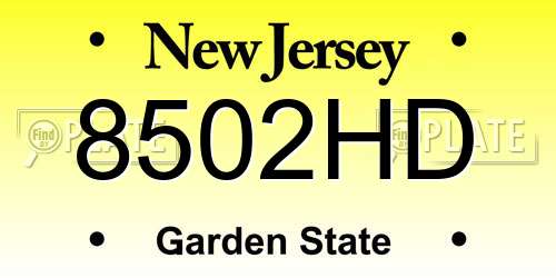 8502HD New Jersey License Plate