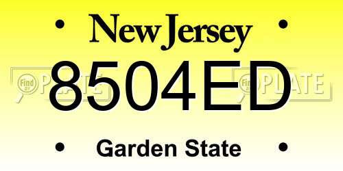 8504ED New Jersey License Plate