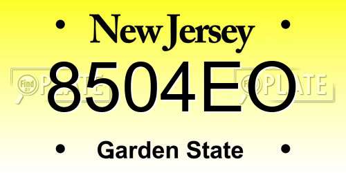 8504EO New Jersey License Plate
