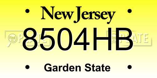 8504HB New Jersey License Plate