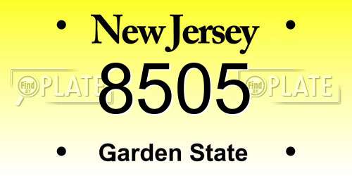 8505 New Jersey License Plate