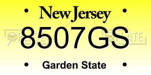 8507GS New Jersey License Plate