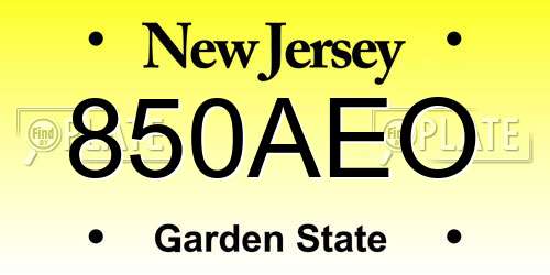 850AEO New Jersey License Plate