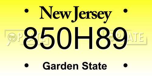850H89 New Jersey License Plate