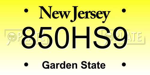 850HS9 New Jersey License Plate
