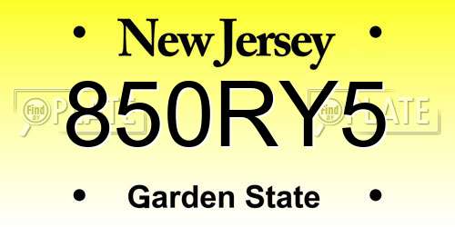 850RY5 New Jersey License Plate
