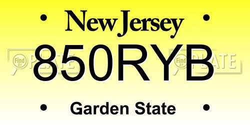 850RYB New Jersey License Plate