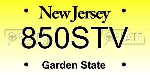 850STV New Jersey License Plate