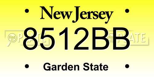 8512BB New Jersey License Plate
