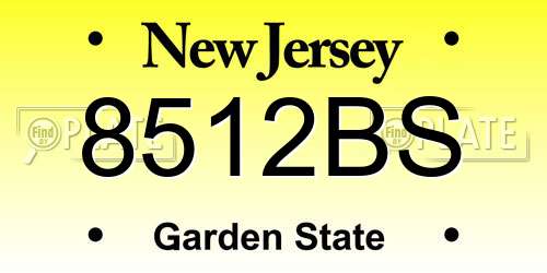 8512BS New Jersey License Plate