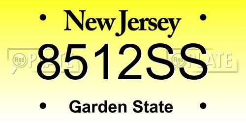 8512SS New Jersey License Plate