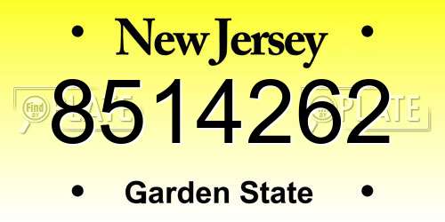 8514262 New Jersey License Plate