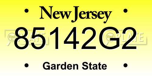 85142G2 New Jersey License Plate