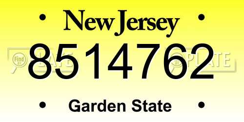 8514762 New Jersey License Plate