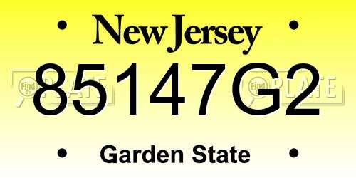 85147G2 New Jersey License Plate
