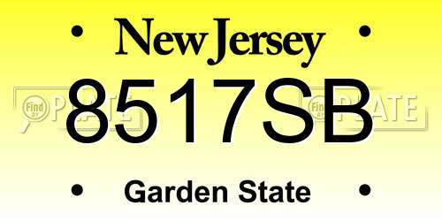 8517SB New Jersey License Plate